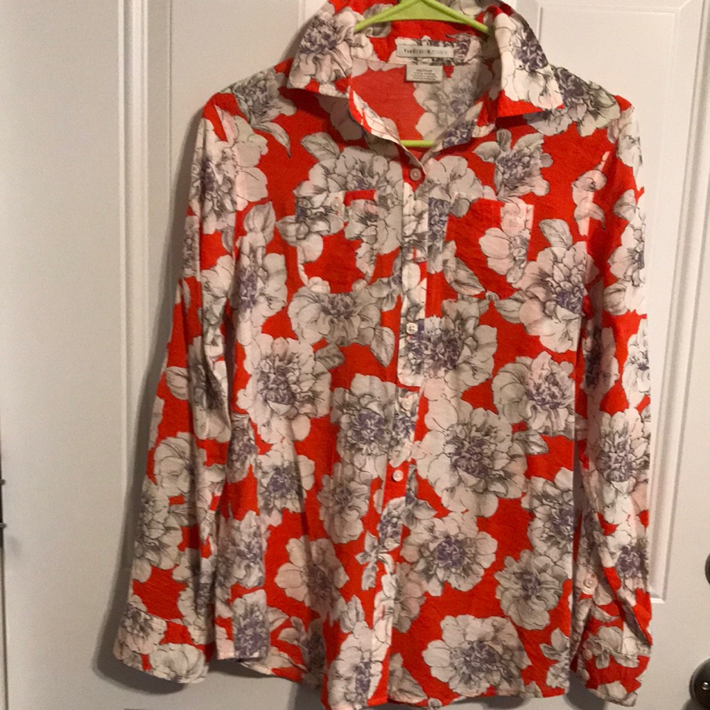 Vanheusen Orange Flower Button Down